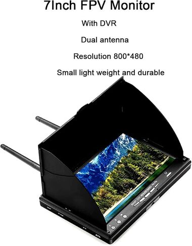 SoloGood 5.8Ghz 7Inch FPV Monitor with DVR 40Channels 800 x 480 LCD Monitor/Display Screen Receiver Monitor Built in Battery for FPV Drone Quadcopter RC Car… in Saudi Arabia