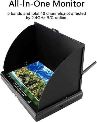SoloGood 5.8Ghz 7Inch FPV Monitor with DVR 40Channels 800 x 480 LCD Monitor/Display Screen Receiver Monitor Built in Battery for FPV Drone Quadcopter RC Car… in Saudi Arabia