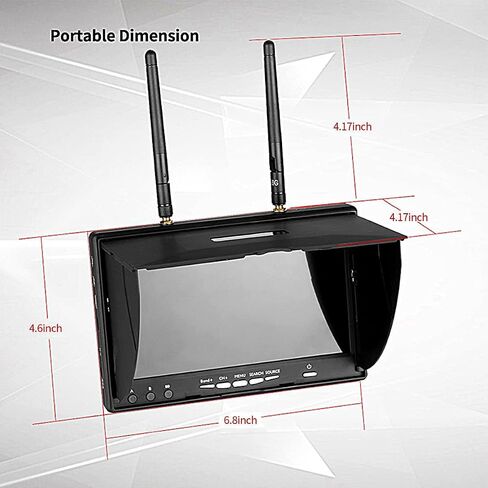 SoloGood 5.8Ghz 7Inch FPV Monitor with DVR 40Channels 800 x 480 LCD Monitor/Display Screen Receiver Monitor Built in Battery for FPV Drone Quadcopter RC Car… in Saudi Arabia