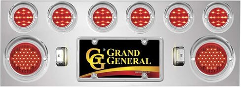لوحة خلفية مطلية GG Grand General 91702 مع ضوء LED أحمر مقاس 2 4 بوصة و6 2-1/2 بوصة وحافة بلاستيكية من الكروم مع قناع in Saudi Arabia