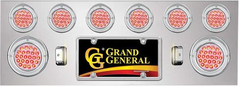 GG Grand General 89185 لوحة إضاءة من الفولاذ المقاوم للصدأ باللون الأحمر/الأحمر مع 2-4 بوصة و6-2.5 بوصة LED لؤلؤية وحافة بلاستيكية من الكروم مع قناع in Saudi Arabia