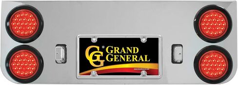 GG Grand General 91867 لوحة خلفية من الفولاذ المقاوم للصدأ باللون الأحمر/الشفاف مع ضوء LED لؤلؤي مقاس 4 بوصات وحافة بلاستيكية من الكروم مع قناع in Kuwait