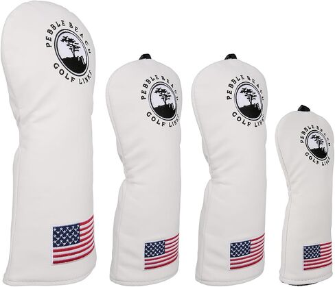 OGECLF White Leather with Embroidery Golf Club Driver Fairway Wood Hybrid Head Covers 1 3 5 UT Covers in Kuwait