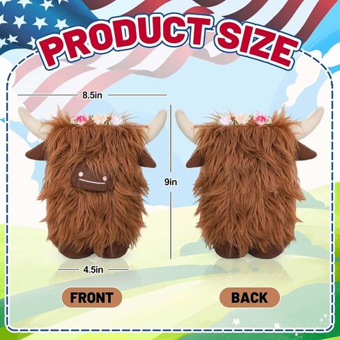 Highland Cow Gnomes Brown Cream Scottish Highland Cow Tomte Decors with Flower Little Calf Nordic Dwarf for Farmhouse Home Collection Dolls Travel Gift, Set of 2 in Saudi Arabia