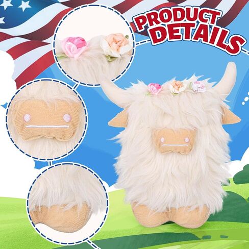 Highland Cow Gnomes Brown Cream Scottish Highland Cow Tomte Decors with Flower Little Calf Nordic Dwarf for Farmhouse Home Collection Dolls Travel Gift, Set of 2 in Saudi Arabia