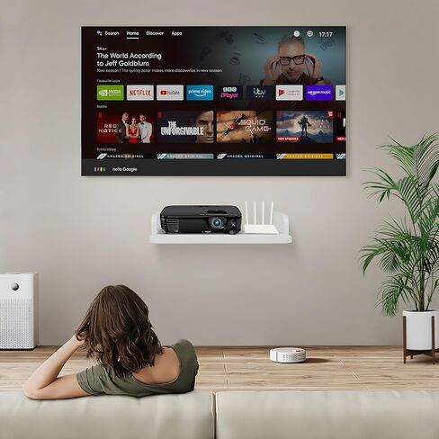 رف جهاز العرض، رف عائم مثبت على جدار جهاز العرض، حامل جهاز العرض، حامل حامل جهاز العرض، حامل جهاز العرض، رف لجهاز Playstation، رف جهاز التوجيه Xbox Series PS5 PS4 من الخشب الصلب in Kuwait