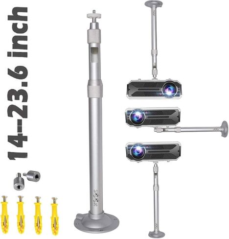 حامل جهاز عرض عالمي على السقف، جهاز عرض على الحائط، حامل كاميرا، حامل جهاز عرض 360 درجة، طول قابل للدوران 14-24 بوصة / 37-60 سم، حامل جهاز عرض، دعامة لأجهزة العرض الصغيرة، كاميرات CCTV DVR in Kuwait