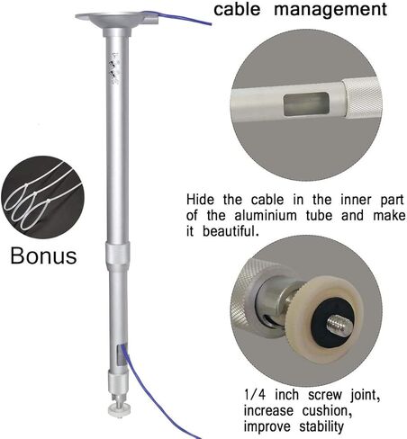حامل جهاز عرض عالمي على السقف، جهاز عرض على الحائط، حامل كاميرا، حامل جهاز عرض 360 درجة، طول قابل للدوران 14-24 بوصة / 37-60 سم، حامل جهاز عرض، دعامة لأجهزة العرض الصغيرة، كاميرات CCTV DVR in Kuwait