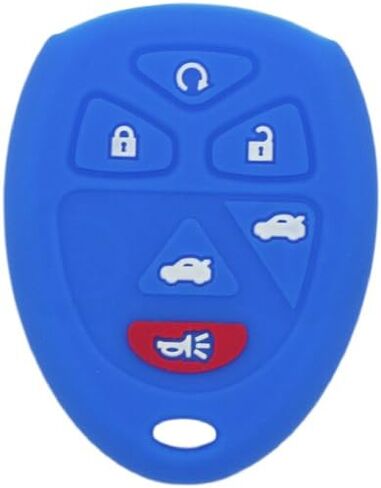 Silicone Cover Protector Case Holder Skin Jacket Compatible with CHEVROLET BUICK GMC CADILLAC SATURN 6 Button Remote Key Fob CV4608 Deep Blue in Kuwait