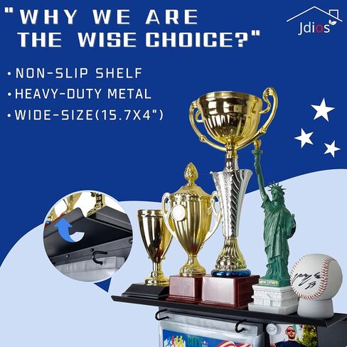 عرض مريلة السباق وشماعة الميداليات مع رف جوائز مقاس 15.7 بوصة، ولوحة عرض الصور - عرض لأكثر من 50 ميدالية وأكثر من 40 مريلة سباق - تتضمن 3 مغناطيسات للصور، و20 حامل صدرية، 2 د.أ أسود (أسود) in Kuwait