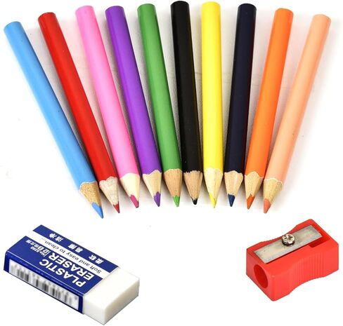 قلم ملون قصير بأيدي صغيرة، مناسب للأطفال من سن 2 إلى 4 سنوات والأطفال في مرحلة ما قبل المدرسة والأطفال الصغار والمبتدئين. قلم رصاص ملون مستدير (10 ألوان) in Kuwait