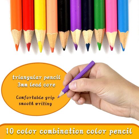 قلم ملون قصير بأيدي صغيرة، مناسب للأطفال من سن 2 إلى 4 سنوات والأطفال في مرحلة ما قبل المدرسة والأطفال الصغار والمبتدئين. قلم رصاص ملون مستدير (10 ألوان) in Kuwait