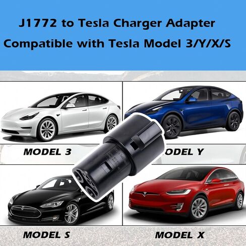 محول J1772 إلى Tesla، 80A/240V AC، محول شاحن SAE J1772 متوافق مع الطراز 3/Y/S/X [معتمد للسلامة]، محول شاحن SAE J1772 EV لسيارات Tesla فقط in Kuwait