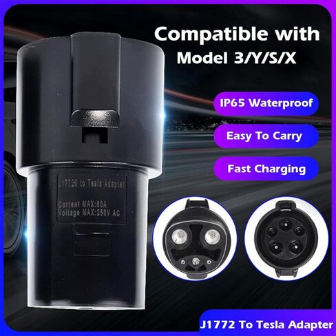 محول J1772 إلى Tesla، 80A/240V AC، محول شاحن SAE J1772 متوافق مع الطراز 3/Y/S/X [معتمد للسلامة]، محول شاحن SAE J1772 EV لسيارات Tesla فقط in Kuwait