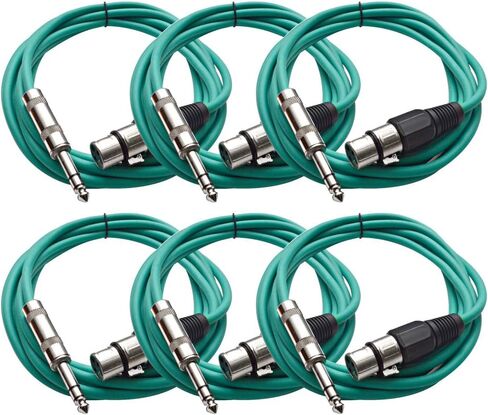 Seismic Audio SATRXL-F2Blue6 2-Feet XLR Female to 1/4-Inch TRS Patch Cables - Blue in Saudi Arabia