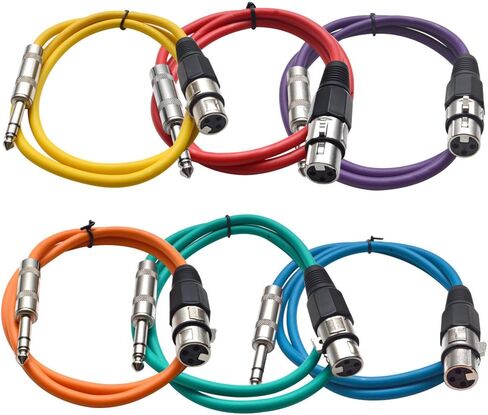 Seismic Audio SATRXL-F2Blue6 2-Feet XLR Female to 1/4-Inch TRS Patch Cables - Blue in Saudi Arabia