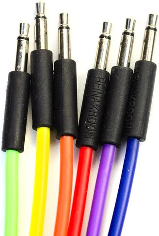 كابلات تصحيح السيرة الذاتية Slimline متعددة الألوان مع موصلات سوداء، سلاسل تصحيح معيارية Eurorack، 6 عبوات (11.8 بوصة) in Kuwait