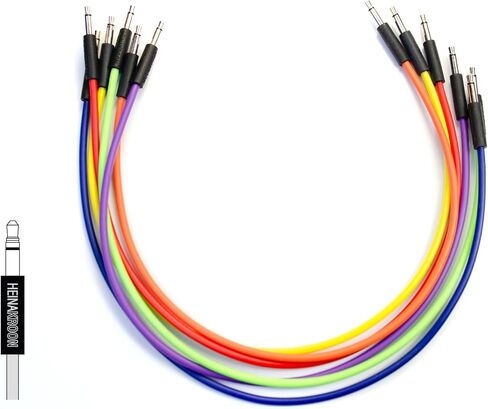 كابلات تصحيح السيرة الذاتية Slimline متعددة الألوان مع موصلات سوداء، سلاسل تصحيح معيارية Eurorack، 6 عبوات (11.8 بوصة) in Kuwait