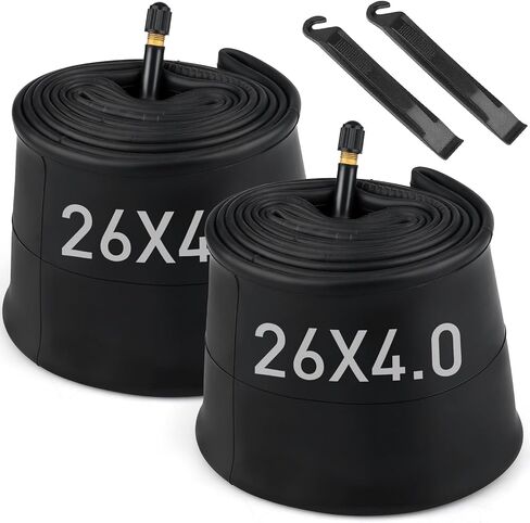 2 Pack 20x4 26x4 20x3 Fat Tire Bike Inner Tubes with AV 32mm Valve, 20 x 4.0 Premium Butyl Rubber Bike Tube with 2 Tire Levers, 20, 26x3.5-4, 20x2.5-3 Bike Tube for Road/MTB/Mountain/E Bike in Saudi Arabia