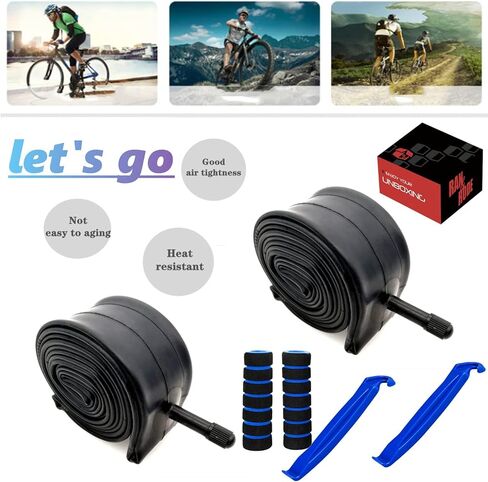 أنبوب دراجة 26 بوصة 26 × 1.95-2.125 أنبوب دراجة 2 حزمة لأنابيب الدراجة الجبلية صمام شريدر 2 رافعة الإطارات، غطاء مقبض المقود من فروم in Saudi Arabia