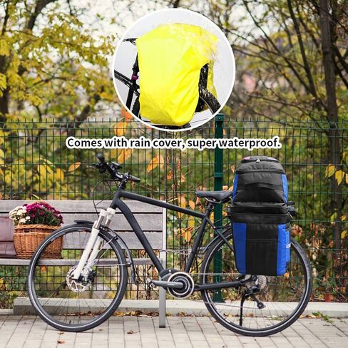 PELLOR Bike Bag Rear Bicycle Pannier Bags 70L Large Capacity Detachable Bicycle Rear Seat Commuter Bag Luggage Carrier Waterproof Saddle Bags with Rain Cover in Kuwait