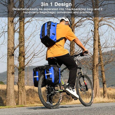 PELLOR Bike Bag Rear Bicycle Pannier Bags 70L Large Capacity Detachable Bicycle Rear Seat Commuter Bag Luggage Carrier Waterproof Saddle Bags with Rain Cover in Kuwait