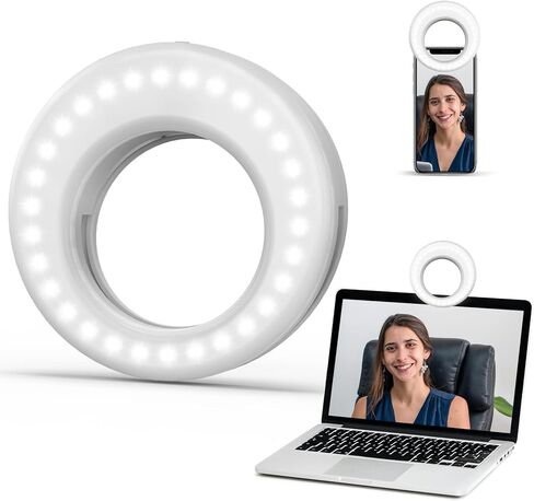 أضواء حلقة إضاءة سيلفي LED دائرة ضوء الهاتف الخليوي كاميرا الكمبيوتر المحمول التصوير الفوتوغرافي الفيديو الإضاءة كليب على قابلة للشحن in Saudi Arabia