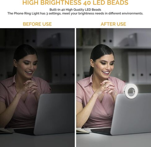 أضواء حلقة إضاءة سيلفي LED دائرة ضوء الهاتف الخليوي كاميرا الكمبيوتر المحمول التصوير الفوتوغرافي الفيديو الإضاءة كليب على قابلة للشحن in Saudi Arabia