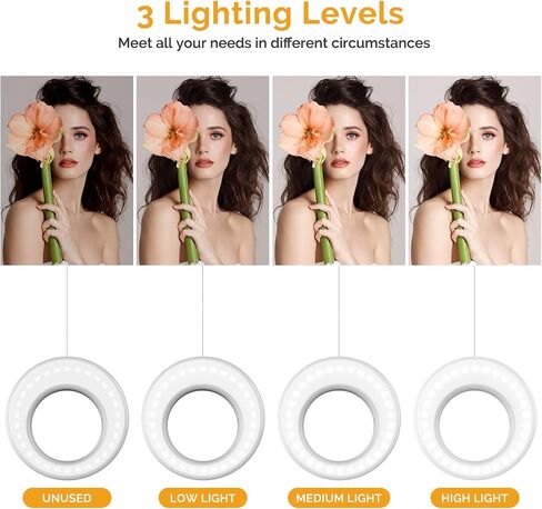 أضواء حلقة إضاءة سيلفي LED دائرة ضوء الهاتف الخليوي كاميرا الكمبيوتر المحمول التصوير الفوتوغرافي الفيديو الإضاءة كليب على قابلة للشحن in Saudi Arabia