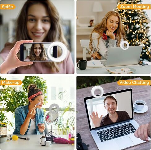 أضواء حلقة إضاءة سيلفي LED دائرة ضوء الهاتف الخليوي كاميرا الكمبيوتر المحمول التصوير الفوتوغرافي الفيديو الإضاءة كليب على قابلة للشحن in Saudi Arabia