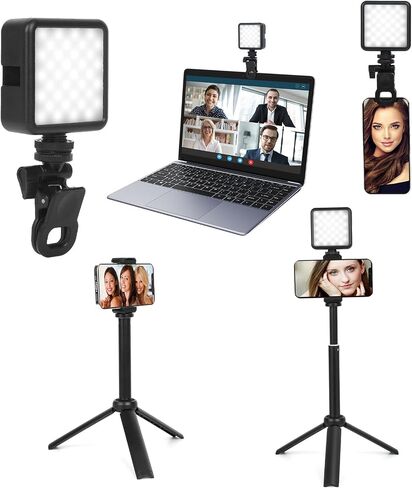 Selfie Light with Tripod and Clip for iPhone/iPad/Laptop/Computer/Android Smart Phone,1800m Ah USB Rechargeable 9 Lighting Mode Fit for Selfie,Makeup,Vlog,TikTok,Video Conference in Saudi Arabia