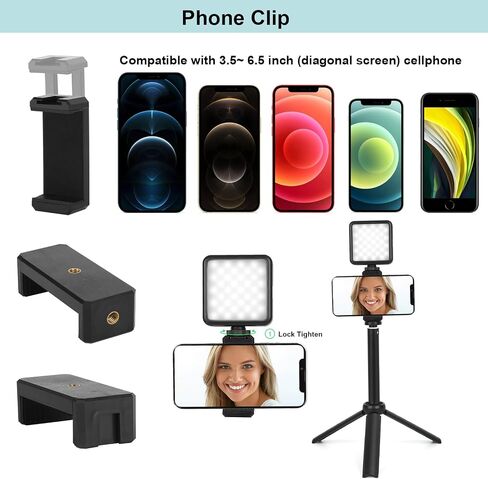 Selfie Light with Tripod and Clip for iPhone/iPad/Laptop/Computer/Android Smart Phone,1800m Ah USB Rechargeable 9 Lighting Mode Fit for Selfie,Makeup,Vlog,TikTok,Video Conference in Saudi Arabia