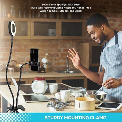 Vlogging Kit for Influencers & Content Creators | Phone Stand & Ring Light | Adjustable Smartphone & LED Light, 3 Light Modes, 10 Brightness Options, in-Line Remote Control in Saudi Arabia