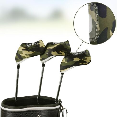 10 قطع من مكاوي الجولف، غطاء رأس مموه من النيوبرين، غطاء حماية لنادي الجولف مغسول بالماكينة in Kuwait