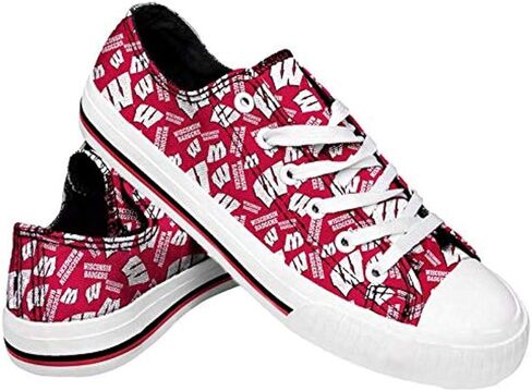 FOCO Wisconsin Badgers NCAA Womens Low Top Repeat Print Canvas Shoes - 7 in Saudi Arabia