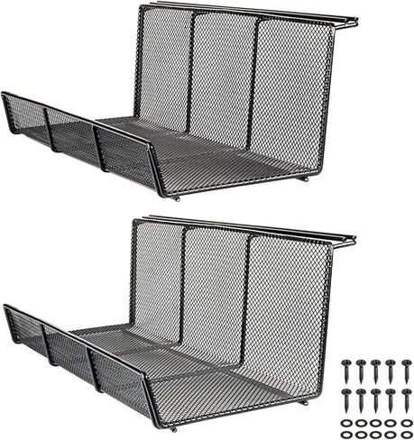 Univivi 17 بوصة منظم الأسلاك تحت المكتب، شبكة معدنية تحت المكتب صينية إدارة الكابلات، منظم الأسلاك تحت المكتب، منظمات سلك المكتب الدائمة للمكتب والمنزل، عبوة من قطعتين باللون الأسود in Kuwait