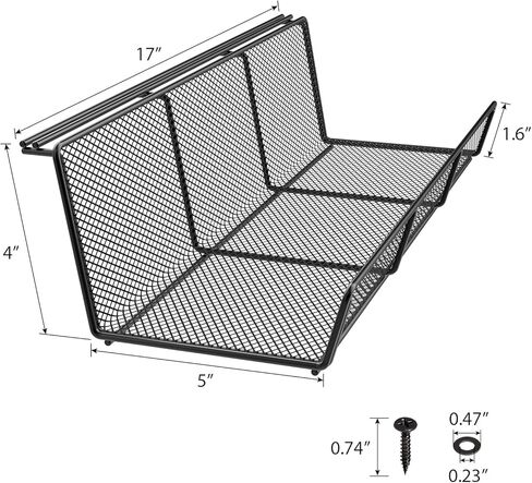 Univivi 17 بوصة منظم الأسلاك تحت المكتب، شبكة معدنية تحت المكتب صينية إدارة الكابلات، منظم الأسلاك تحت المكتب، منظمات سلك المكتب الدائمة للمكتب والمنزل، عبوة من قطعتين باللون الأسود in Kuwait