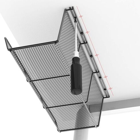 Univivi 17 بوصة منظم الأسلاك تحت المكتب، شبكة معدنية تحت المكتب صينية إدارة الكابلات، منظم الأسلاك تحت المكتب، منظمات سلك المكتب الدائمة للمكتب والمنزل، عبوة من قطعتين باللون الأسود in Kuwait