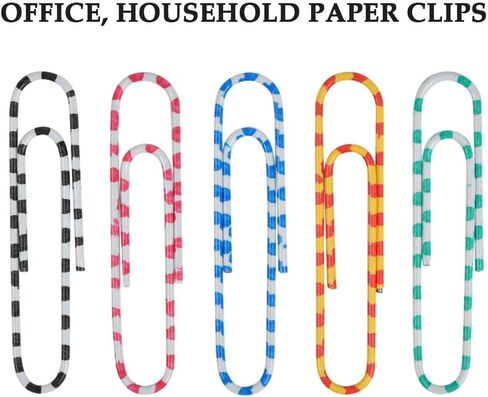 300 قطعة من مشابك الورق، 2 بوصة من مشابك الورق الملونة مع صندوق تخزين للملفات والأوراق والمدرسة ومستلزمات المكاتب، ومشابك ورق ضخمة مطلية بالفينيل بألوان متنوعة (مخططة) in Kuwait