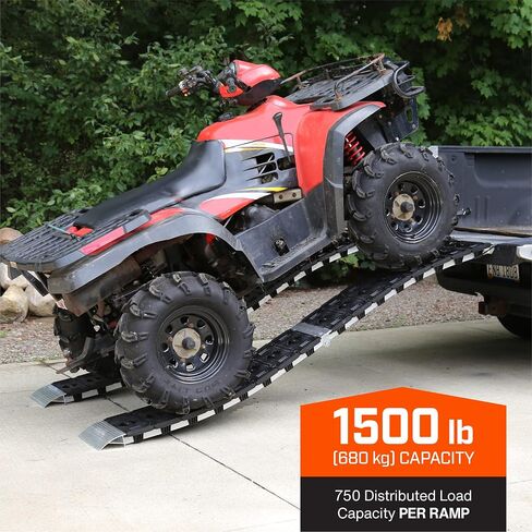 CARGOSMART 3092, Hybrid S-Curve Centerfold Ramp, For Use Easily And Safely Loading & Unloading Lawn Equipment, Motorcycles, ATVs, 750 Lb Per Ramp Capacity, Black 2-Pack in Saudi Arabia