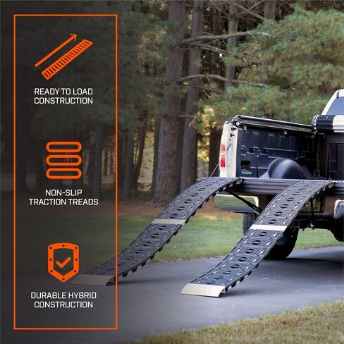 CARGOSMART 3092, Hybrid S-Curve Centerfold Ramp, For Use Easily And Safely Loading & Unloading Lawn Equipment, Motorcycles, ATVs, 750 Lb Per Ramp Capacity, Black 2-Pack in Saudi Arabia