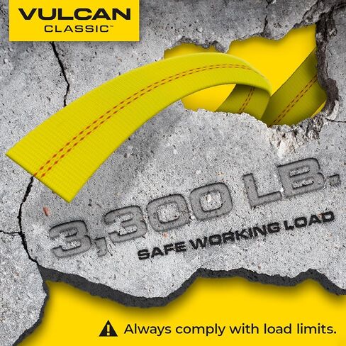 VULCAN Car Tie Down with Snap Hooks - Lasso Style - 2 Inch x 96 Inch - 4 Pack - High-Viz - 3,300 Pound Safe Working Load in Kuwait