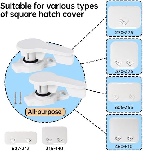 2 Pcs RV Handle Latch for Inspection Hatch Square Hatch Cover Accessories Handle White in Kuwait