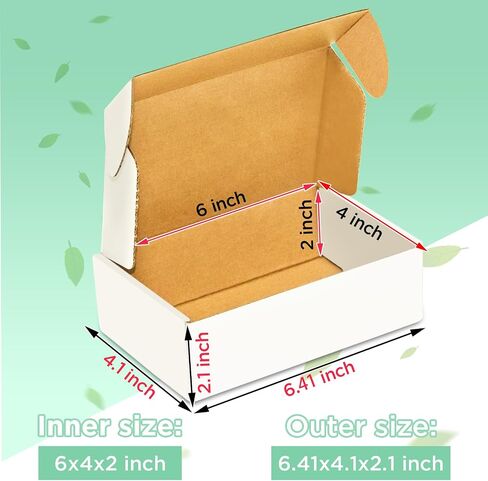 50 pack Small Shipping Box,6x4x2'',Corrugated Mailer,YUNSY-BOX Cardboard Box, White,for Small Business in Saudi Arabia