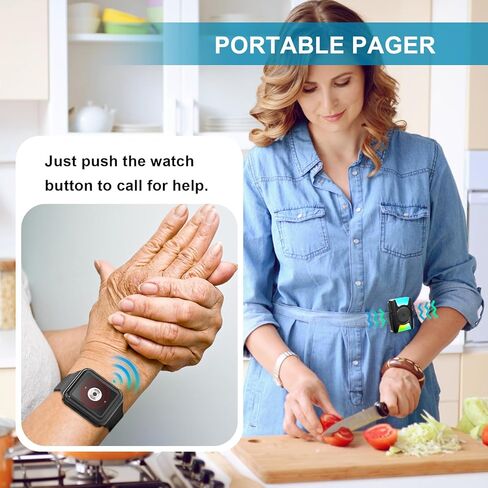 DAYTECH نظام الاتصال الذكي لمقدمي الرعاية اللاسلكية 1 أزرار اتصال SOS/أجهزة إرسال 2 جهاز استقبال، زر اتصال 500+ قدم للمنزل/كبار السن/المريض/المعاقين in Kuwait