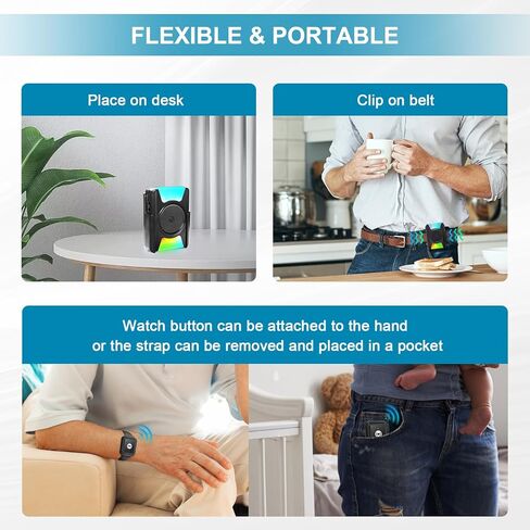 DAYTECH نظام الاتصال الذكي لمقدمي الرعاية اللاسلكية 1 أزرار اتصال SOS/أجهزة إرسال 2 جهاز استقبال، زر اتصال 500+ قدم للمنزل/كبار السن/المريض/المعاقين in Kuwait