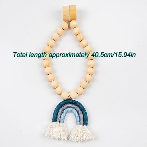 2 Pieces Wooden Beaded Curtain Tiebacks, Tassel Curtain Buckles Magnetic Curtain Buckles, Rainbow Tassel Curtain Tiebacks No Punch Decoration (Blue) in Saudi Arabia
