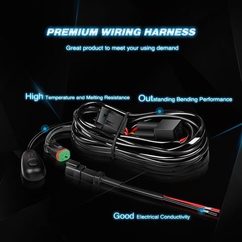 Nilight - 10017W 16AWG DT موصل الأسلاك تسخير عدة LED ضوء بار 12V على إيقاف التبديل السلطة التتابع بليد الصمامات لأضواء الطرق الوعرة LED ضوء العمل الرصاص واحد، 2 سنة الضمان in Kuwait