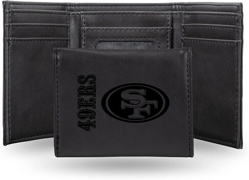 Rico Industries NFL San Francisco 49ers Premium Laser Engraved Vegan Black Leather Bill-fold Wallet - Slim yet Sturdy Design - Perfect to Show Your Team Pride or Gift in Saudi Arabia