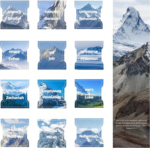 علامات تبويب الكتاب المقدس - 75 علامة تبويب، موضوع بوهو أنيق مستوحى من جبل الثلج، علامات تبويب الكتاب المقدس مغلفة للنساء والرجال، مثالية لدراسة الأناجيل، وعلامات تبويب فهرس الكتاب المقدس، وتسميات الكتب (جبل الثلج) in Kuwait